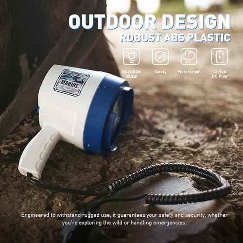 GOODSMANN Spotlight Outdoor Handheld 12v Spot Light 1200 Lumen spotlights with Cigarette Lighter for Boat Marine Glare-Free Bright Plug in Spotlight for Car Corded Floodlight