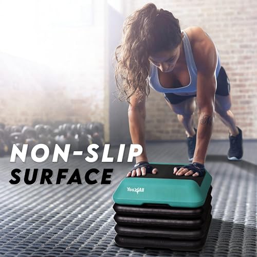 High Step Aerobic Platform with Stackable Risers - Green/Black