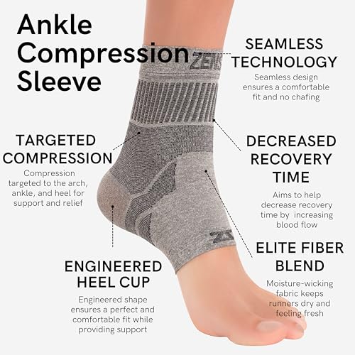 Zensah Ankle Support - Compression Ankle Brace - Running, Soccer, Sports - Ankle Sleeve Helps Sprains, Tendonitis, Pain