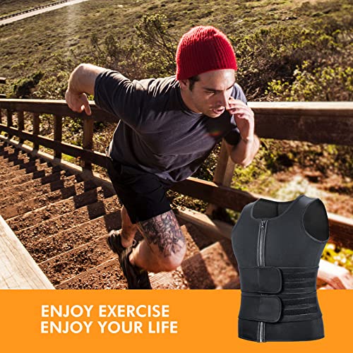 Sauna Vest Waist Trainer for Men - Black 1XL (Waist 36-38) - 2 Belts