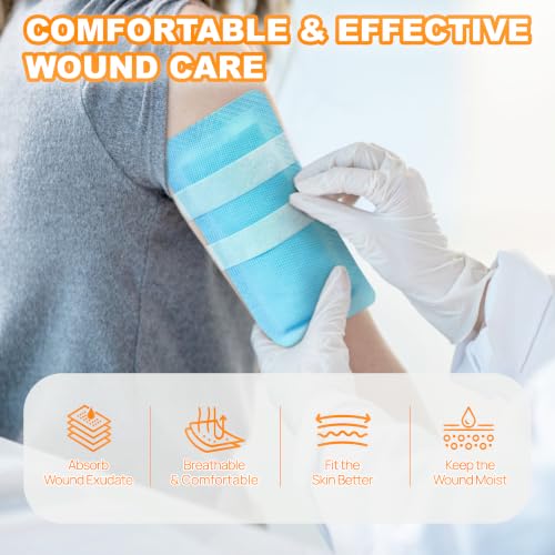 Carbou 20 Pack 4x8 Inch Super Absorbent Non-Adherent Wound Dressings