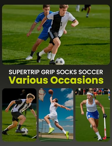 Grip Soccer Socks for Men - Anti-Slip, Medium - Black & White