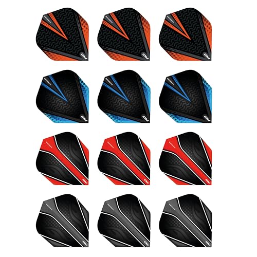 Extra Thick Standard Dart Flights - Hardcore Black V Selection Pack (12 Total)