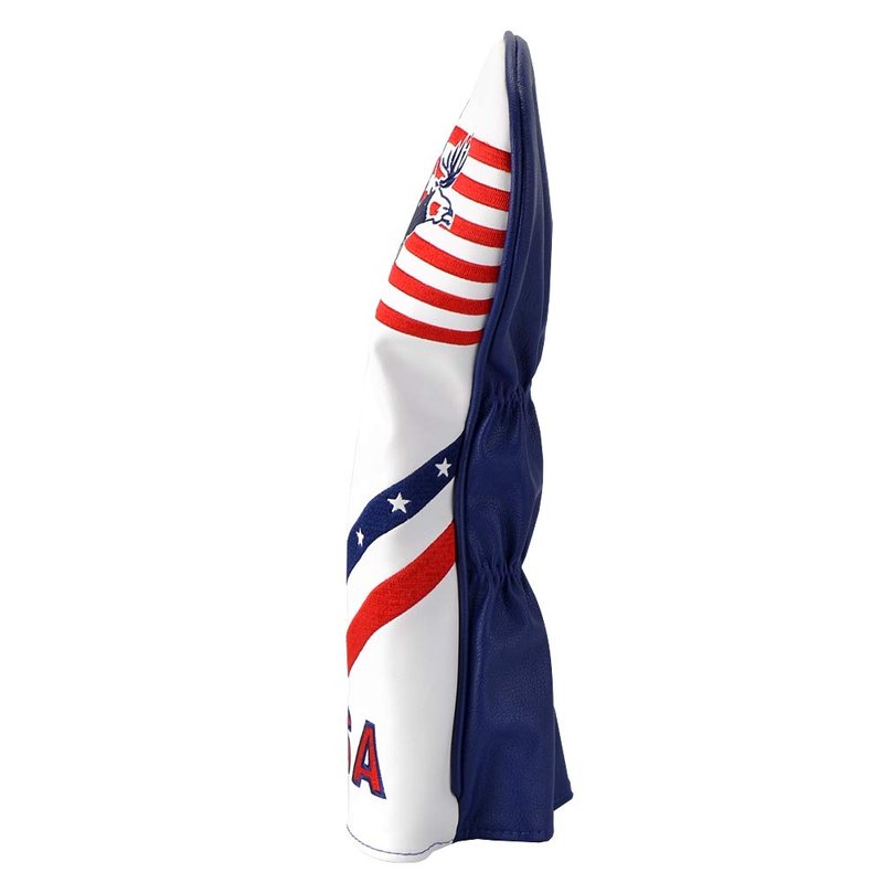 PLUSKER Golf Driver Head Cover - Patriotic USA Flag and Eagle Embroidery Design Synthetic Leather Club Protector