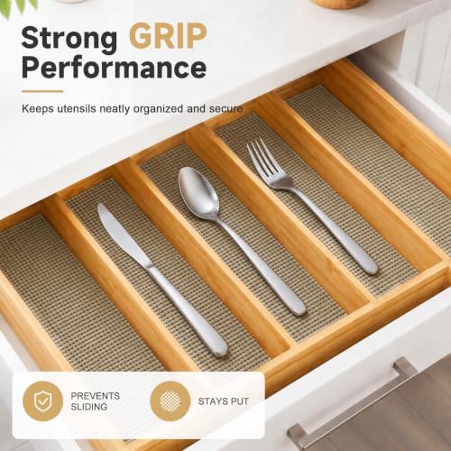 Non-Slip Shelf Liner for Kitchen Cabinets and Drawers, 12in x 10ft, Beige
