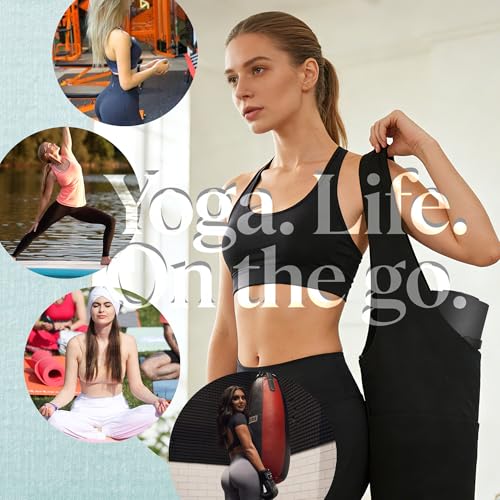 Heavy Duty Cotton Canvas Yoga Bag with Multi-Pockets - Black
