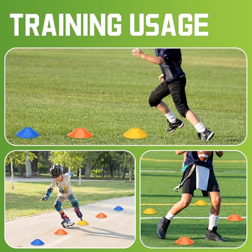 Soccer Cones Set - 60 Pack Training Disc Cones with Carry Bag