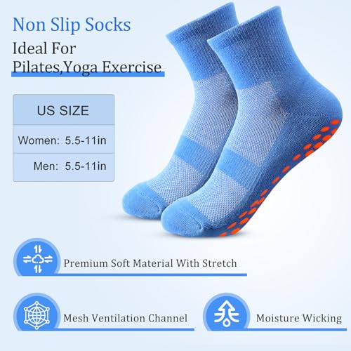 Geyoga 10 Pairs Non Slip Yoga Socks for Women, One Size, Bright Colors