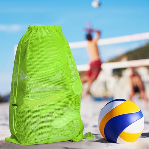 Natural Style Green Mesh Drawstring Swim Bag - Oversized 18x26 Inch for Beach & Gym