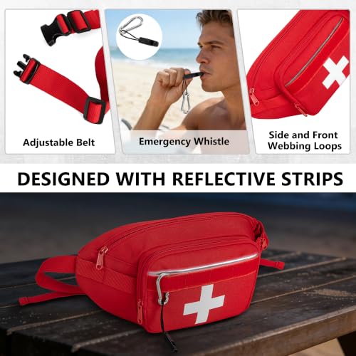 Tactical First Aid Fanny Pack with Whistle | Adjustable Waist Bag for Outdoor Use