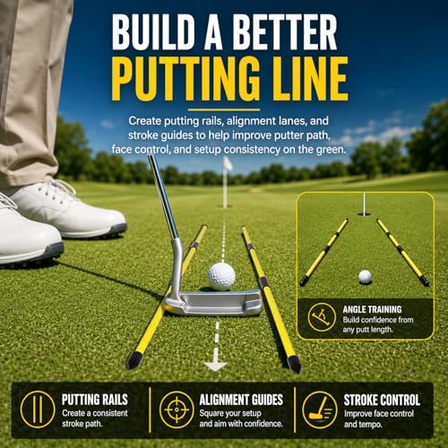 4 Pack Yellow Collapsible Golf Alignment Sticks - 40 Inch Swing & Putting Aids