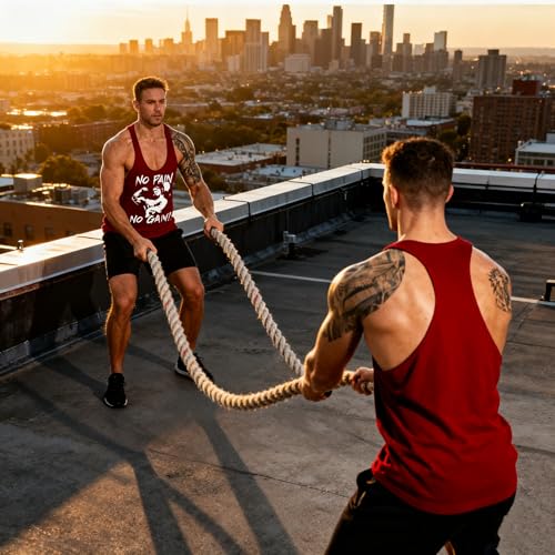 GYMLEADER Men's X-Large Wine Red Workout Tank Top for Gym & Muscle Training