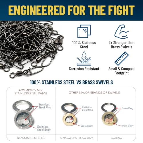 Mighty-Mini Fishing Swivels #6, 70 Lb, 5 Pc - Stainless Steel