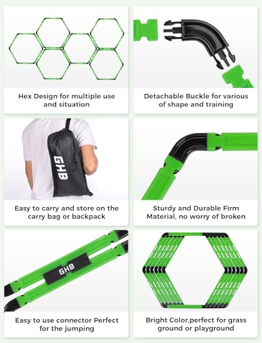 Hexagon Agility Rings Set - 6 Portable Training Rings with Bag