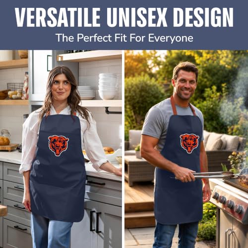 Chicago Bears Cooking Apron - Navy Blue, Adjustable with Pockets