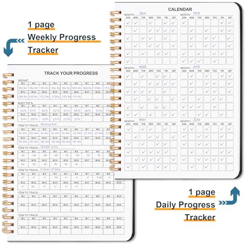 Undated Fitness Workout Journal - A5 (8.5" x 6.7") - Black