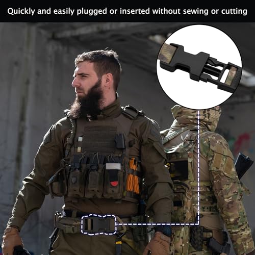 1'' Quick Side Release Buckle for Tactical Vest & Backpack - Black