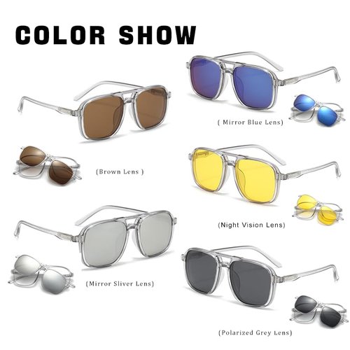 Chakralux Magnetic 5Pcs Clip-On Sunglasses Set for Men and Women – Polarized UV Protection Eyewear & Magnetic Eyeglasses Frames for Night Driving & Everyday Comfort