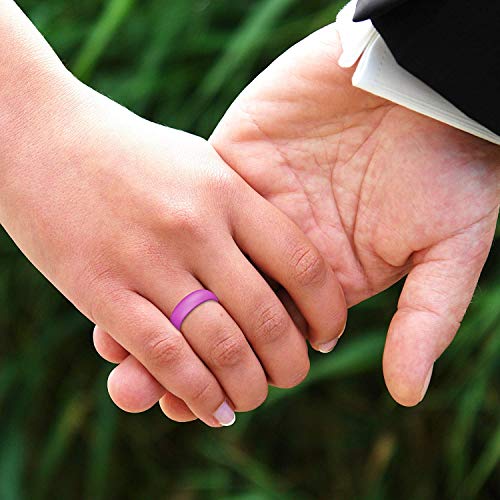 Silicone Wedding Ring Set - Thin Stackable Rubber Bands, Size 7 (10 Pack)