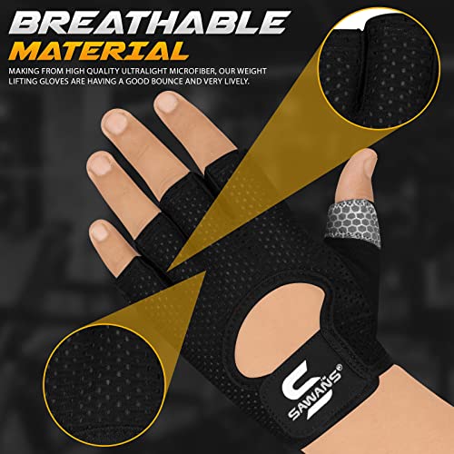 Lightweight Microfiber Workout Gloves for Weight Lifting - Large Black