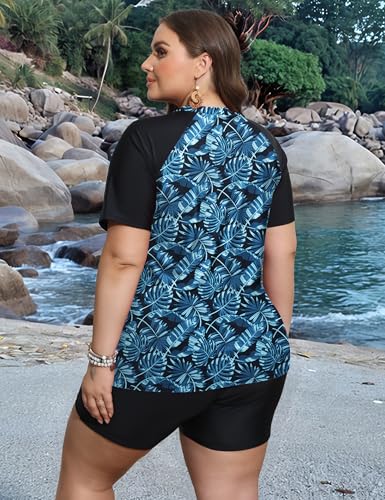 Tralilbee Plus Size Two-Piece Swimsuit with Shorts - 2X / Color508