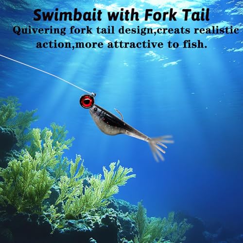 Split-Tail Crappie Lures - 24pcs Soft Plastic Lures - Black