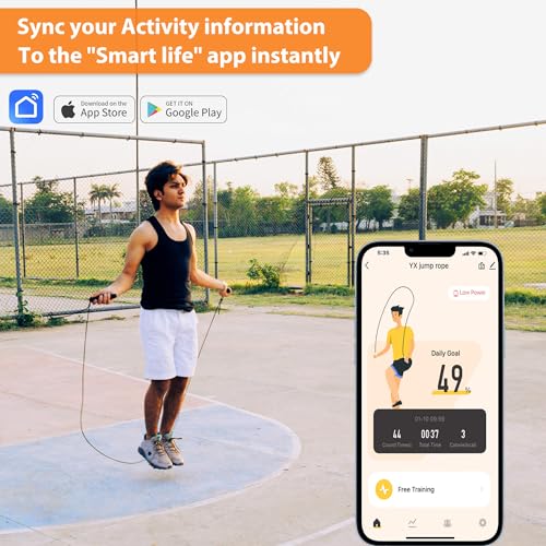 Jump Rope with Counter and App - Tangle-Free Speed Rope - Black
