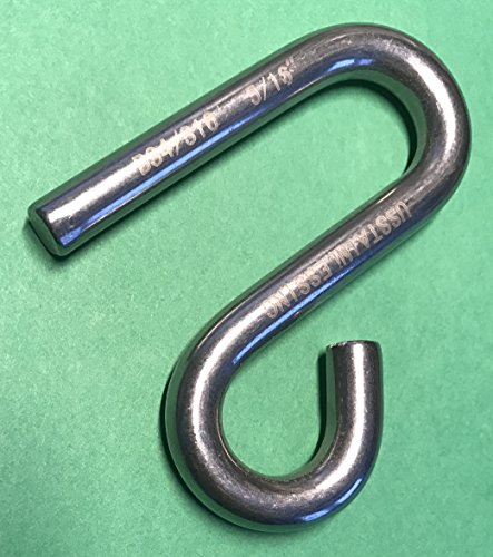 Marine Grade Stainless Steel S Hook - 5/16" Heavy Duty Open End Hook