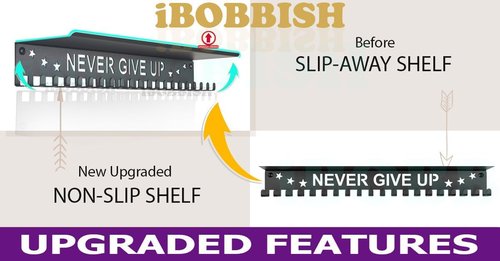 iBobbish Metal Medal Hanger - Heavy Duty Wall Mount Trophy Shelf with 20 Hooks | Holds 22-33lbs for Sports