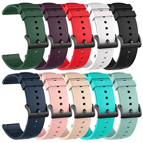 Chofit 10 Pack Silicone Watch Bands for Amazfit Active 2/3, GTR Mini, GTS 2/4, Bip 3/U, 20mm Replacement Straps