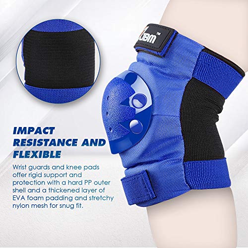 JBM Blue Large Adult & Kid Knee, Elbow & Wrist Protective Gear Set for Skating