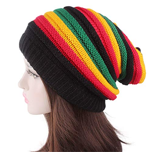 Jamaican Reggae Slouchy Beanie Cap - Multi-Colour One Size