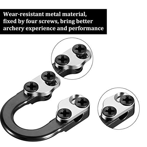Archery D Loop Set - 2 Metal U Nock D Rings with Screwdrivers, Black