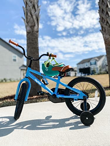 Kids BMX Style Bike with Training Wheels - Blue, 14 Inch