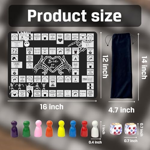 Bride Or Die Bachelorette Drinking Game Set - Interactive Party Board Game with Dice & Rubber Mat