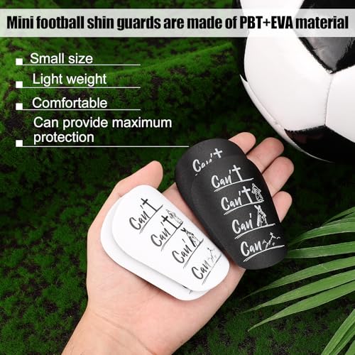 Miniature Soccer Shin Guards - PBT & EVA, 10x6cm - White & Black