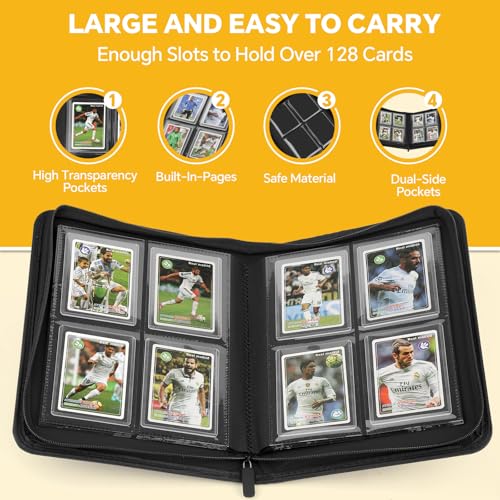CARDBINDER Blue 4-Pocket Toploader Card Binder for 3x4 Cards, Holds 128 Cards