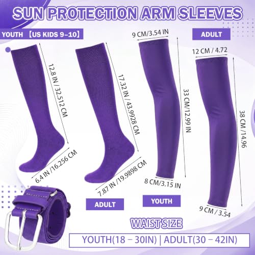 Tradder Purple Youth Baseball & Softball Socks, Belt & Arm Sleeve Set