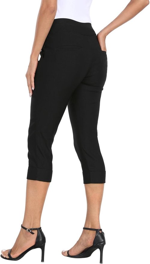 HDE Capri Pants for Women - Stylish Cropped Dress Pants with Pockets | 19" Inseam