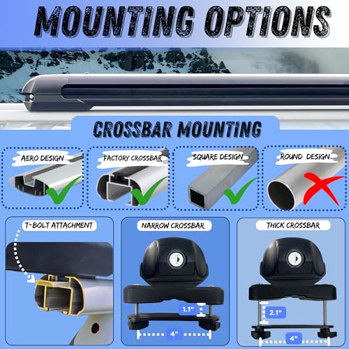 36" Low Profile Ski Rack - Black | Holds 6 Skis or 4 Snowboards