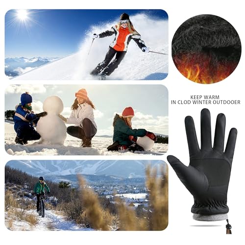 Waterproof Winter Ski Gloves for Men & Women - Medium, Solid Black