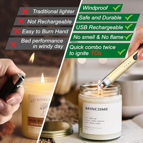Electric Candle Lighter - Rechargeable USB Plasma Arc - Gold