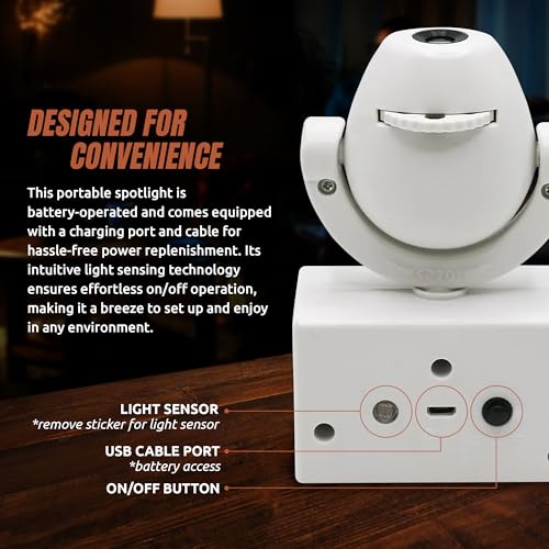 Texas LED Mini Spotlight Projector - 6 Team Logos, Portable & Rechargeable