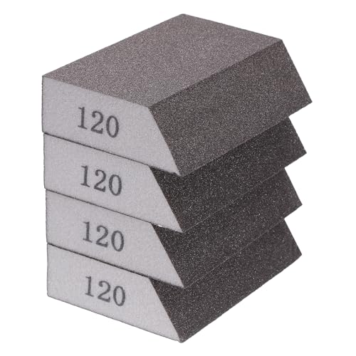 HARFINGTON 4pcs Sanding Sponge Blocks 400-500 Grit Sanding Sponge with Angled Edge 4"x2.8"x1", Washable and Reusable Foam Sanding Block for Polishing Kitchen Metal Wood Drywall Home