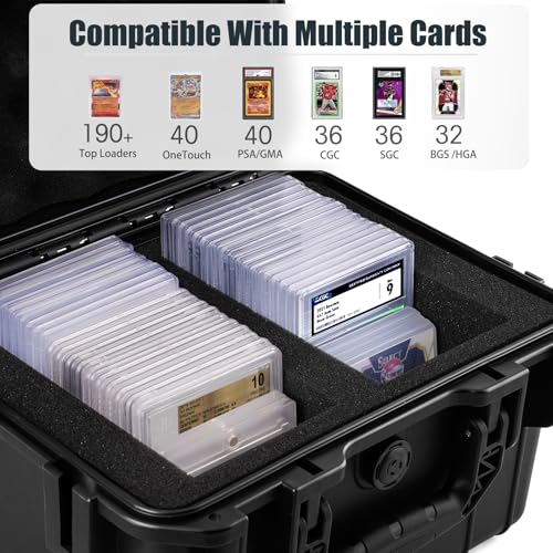 Graded Card Storage Box with Foam Dividers - Waterproof Case for Sports Cards