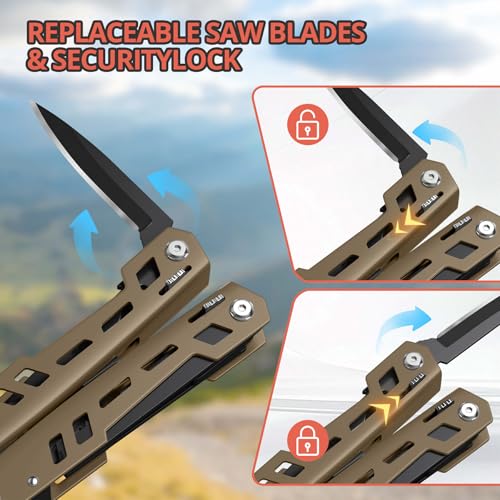 Fangfo 17-in-1 Stainless Steel Multitool with Pocket Knife, Pliers & Bottle Opener - Brown