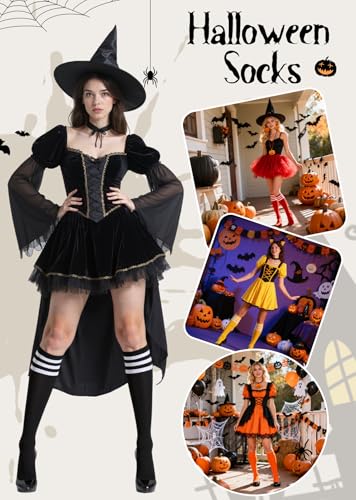 Knee High Striped Socks - 2 Pack Black & White