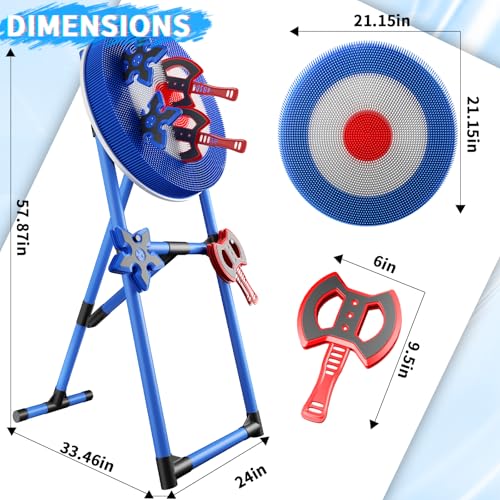 Axe Throwing Game Set with 4 Axes & 4 Darts - Bleu Ciel