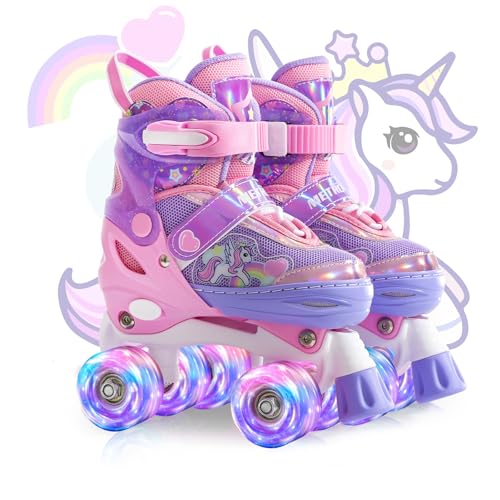 METROLLER Girls Purple Adjustable Roller Skates with Light-Up Wheels, Size 10C-13C US