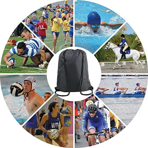BeeGreen Black Drawstring Backpack Bags Bulk 2 Pack Large Gym Cinch Sack